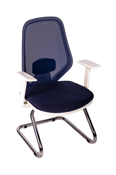 Ofisbazaar Dali Beyaz Fileli Misafir Koltuğu | Ergonomik Toplantı ve Bekleme Koltuğu Lacivert