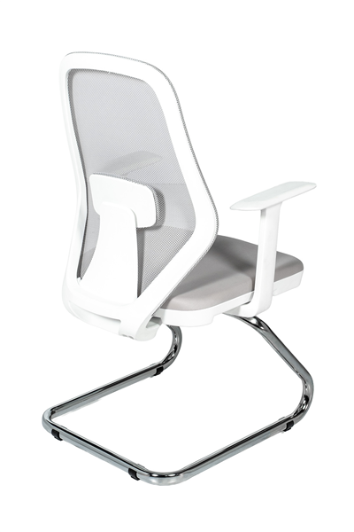 Ofisbazaar Dali Beyaz Fileli Misafir Koltuğu | Ergonomik Toplantı ve Bekleme Koltuğu Gri