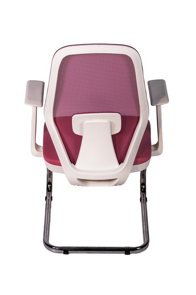 Ofisbazaar Dali Beyaz Fileli Misafir Koltuğu | Ergonomik Toplantı ve Bekleme Koltuğu Pembe