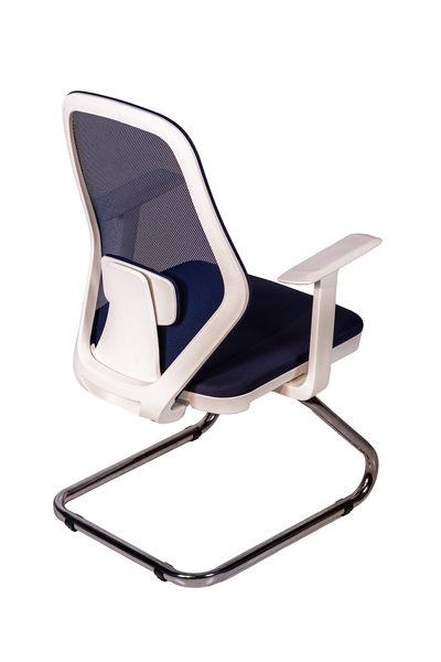 Ofisbazaar Dali Beyaz Fileli Misafir Koltuğu | Ergonomik Toplantı ve Bekleme Koltuğu Lacivert