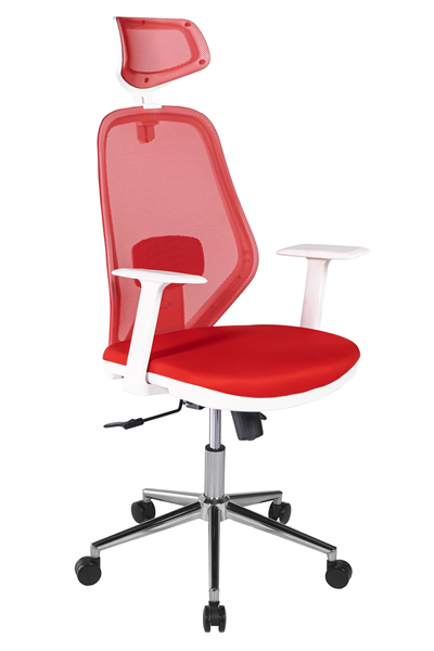 Ofisbazaar Dali Beyaz Fileli Yönetici Koltuğu | Ergonomik Başlıklı Ofis Koltuğu Kırmızı