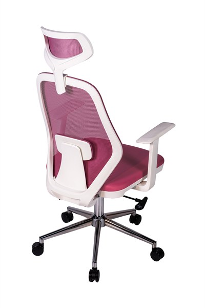 Ofisbazaar Dali Beyaz Fileli Yönetici Koltuğu | Ergonomik Başlıklı Ofis Koltuğu Pembe