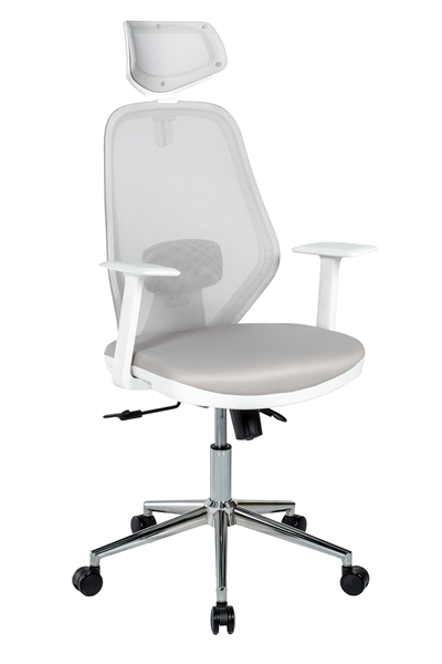 Ofisbazaar Dali Beyaz Fileli Yönetici Koltuğu | Ergonomik Başlıklı Ofis Koltuğu Gri