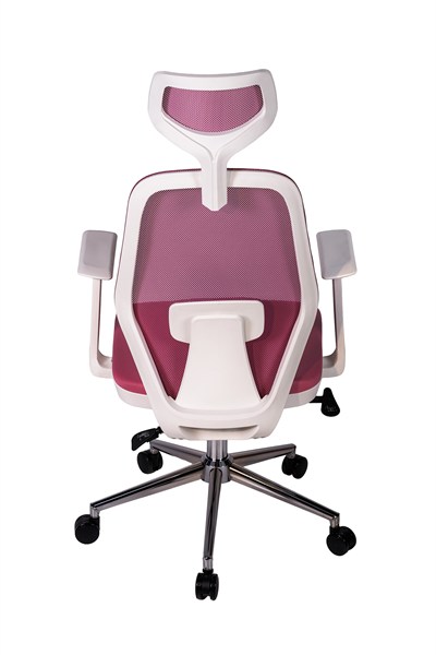Ofisbazaar Dali Beyaz Fileli Yönetici Koltuğu | Ergonomik Başlıklı Ofis Koltuğu Pembe