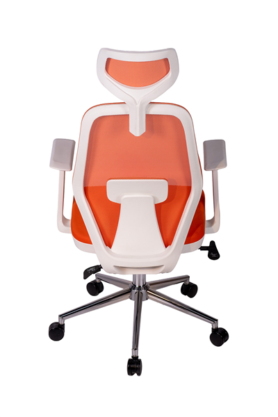 Ofisbazaar Dali Beyaz Fileli Yönetici Koltuğu | Ergonomik Başlıklı Ofis Koltuğu Turuncu