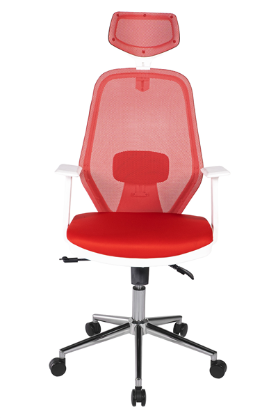 Ofisbazaar Dali Beyaz Fileli Yönetici Koltuğu | Ergonomik Başlıklı Ofis Koltuğu Kırmızı