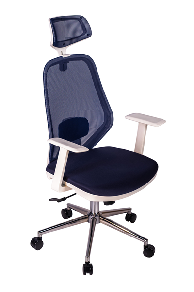 Ofisbazaar Dali Beyaz Fileli Yönetici Koltuğu | Ergonomik Başlıklı Ofis Koltuğu Lacivert