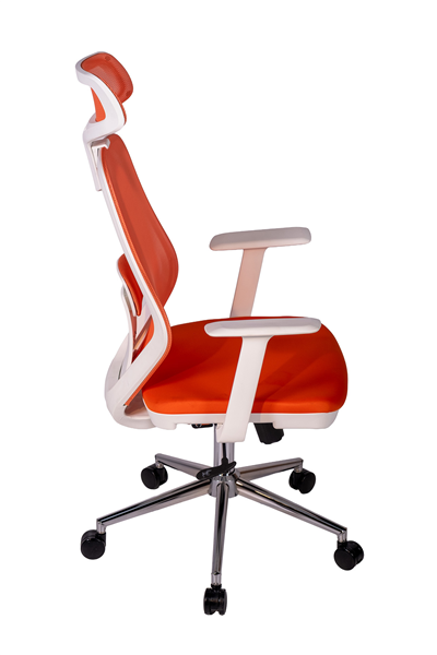 Ofisbazaar Dali Beyaz Fileli Yönetici Koltuğu | Ergonomik Başlıklı Ofis Koltuğu Turuncu