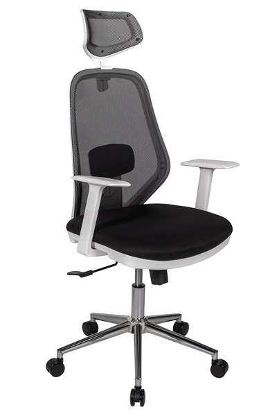 Ofisbazaar Dali Beyaz Fileli Yönetici Koltuğu | Ergonomik Başlıklı Ofis Koltuğu Siyah fileli