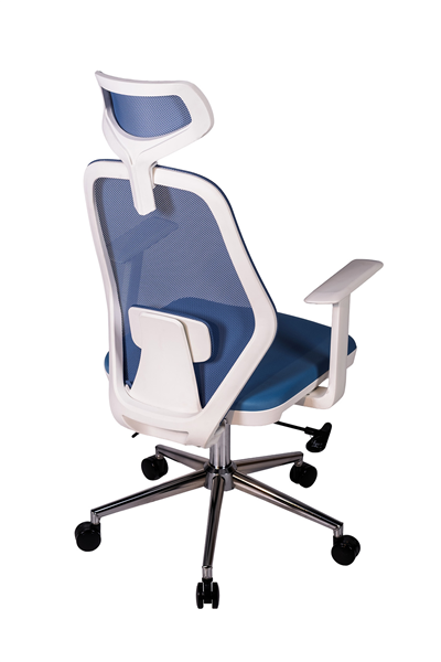Ofisbazaar Dali Beyaz Fileli Yönetici Koltuğu | Ergonomik Başlıklı Ofis Koltuğu Açık Mavi