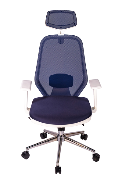 Ofisbazaar Dali Beyaz Fileli Yönetici Koltuğu | Ergonomik Başlıklı Ofis Koltuğu Lacivert