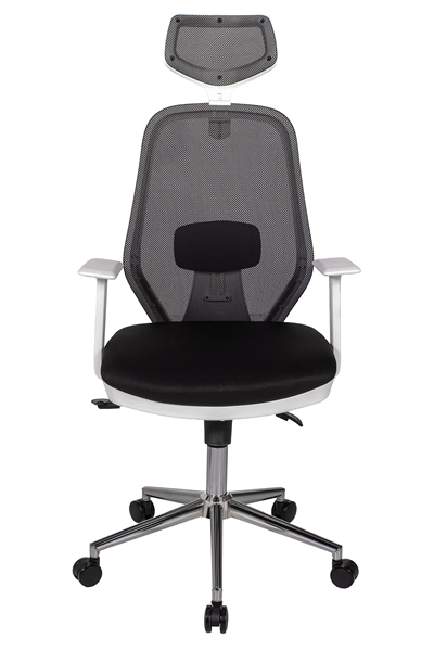Ofisbazaar Dali Beyaz Fileli Yönetici Koltuğu | Ergonomik Başlıklı Ofis Koltuğu Siyah fileli