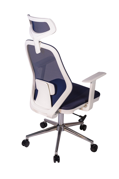 Ofisbazaar Dali Beyaz Fileli Yönetici Koltuğu | Ergonomik Başlıklı Ofis Koltuğu Lacivert