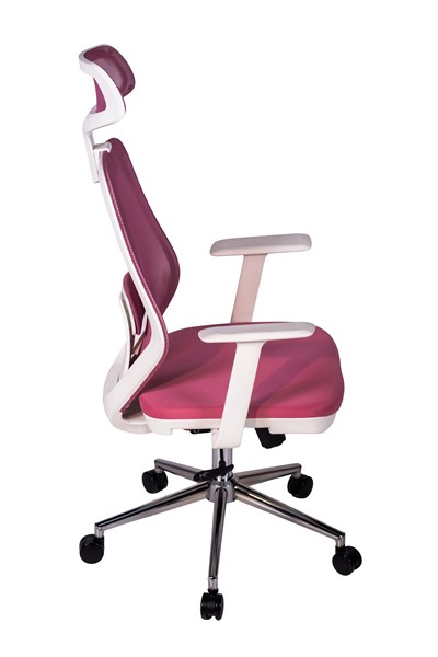 Ofisbazaar Dali Beyaz Fileli Yönetici Koltuğu | Ergonomik Başlıklı Ofis Koltuğu Pembe