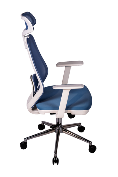 Ofisbazaar Dali Beyaz Fileli Yönetici Koltuğu | Ergonomik Başlıklı Ofis Koltuğu Açık Mavi