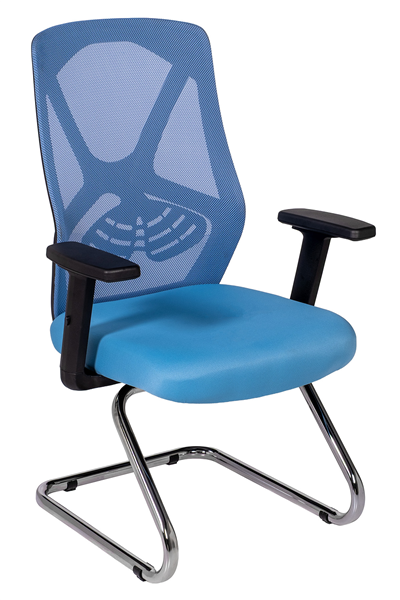 Ofisbazaar Dolphin Siyah Fileli Misafir Koltuğu | Ergonomik Toplantı ve Bekleme Koltuğu Açık Mavi