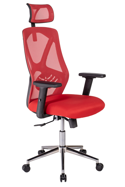 Ofisbazaar Dolphin Siyah Fileli Yönetici Koltuğu | Ergonomik Başlıklı Ofis Koltuğu Kırmızı