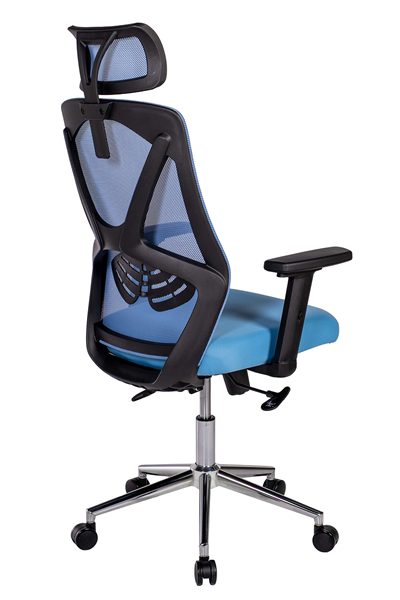 Ofisbazaar Dolphin Siyah Fileli Yönetici Koltuğu | Ergonomik Başlıklı Ofis Koltuğu Açık Mavi