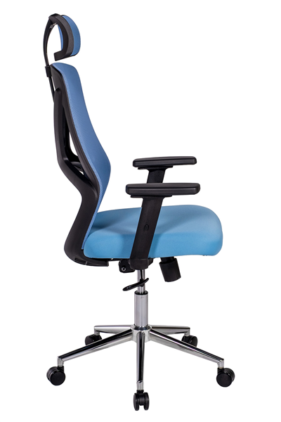 Ofisbazaar Dolphin Siyah Fileli Yönetici Koltuğu | Ergonomik Başlıklı Ofis Koltuğu Açık Mavi