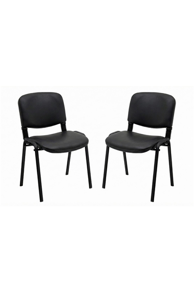 Ofisbazaar Form Siyah Misafir Sandalyesi 2li Set | Dayanıklı Metal Ayaklı Bekleme Sandalyesi Siyah