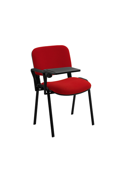 Ofisbazaar Form Yazı Tablalı Kolçaklı Sandalye – Toplantı, Eğitim ve Seminer Koltuğu (Kırmızı Kumaş) Kırmızı