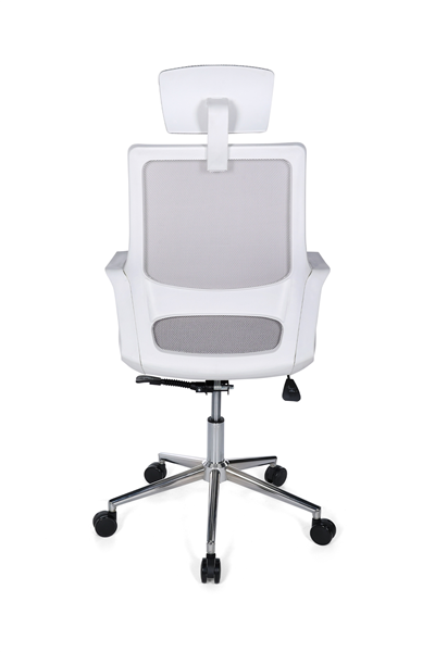 Ofisbazaar Lizz Beyaz Fileli Yönetici Koltuğu | Ergonomik Başlıklı Ofis Koltuğu Gri