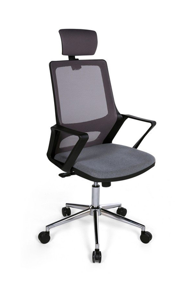 Ofisbazaar Lizz Gri Fileli Yönetici Koltuğu | Ergonomik Başlıklı Ofis Koltuğu Gri