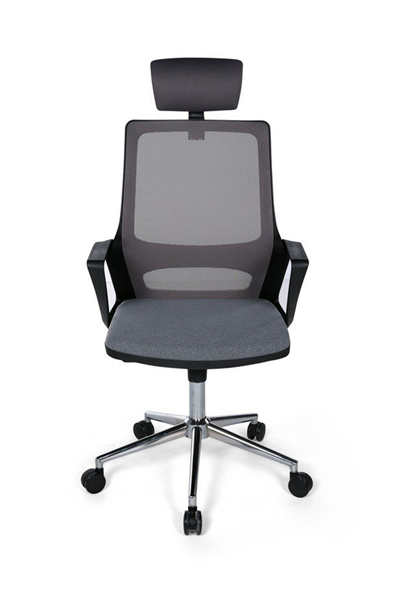 Ofisbazaar Lizz Gri Fileli Yönetici Koltuğu | Ergonomik Başlıklı Ofis Koltuğu Gri