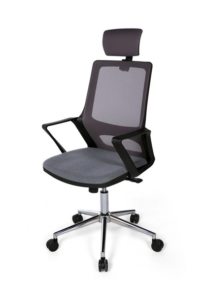 Ofisbazaar Lizz Gri Fileli Yönetici Koltuğu | Ergonomik Başlıklı Ofis Koltuğu Gri