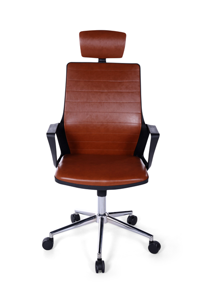 Ofisbazaar Lizz Kahverengi Deri Yönetici Koltuğu | Ergonomik Başlıklı Ofis Koltuğu Kahverengi
