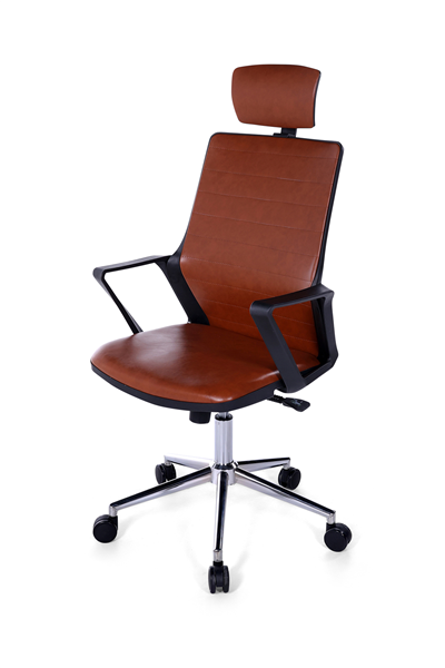 Ofisbazaar Lizz Kahverengi Deri Yönetici Koltuğu | Ergonomik Başlıklı Ofis Koltuğu Kahverengi