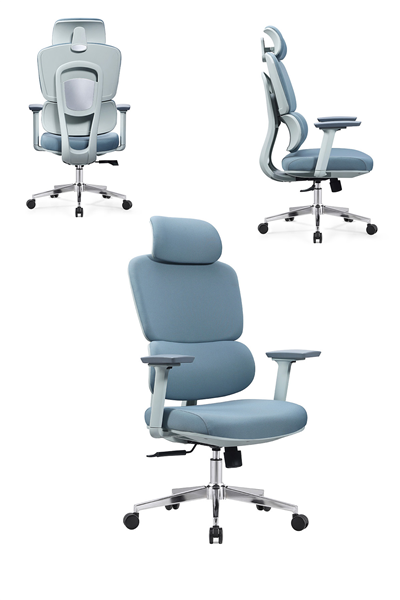 Ofisbazaar Ocean Premium Ergonomik Yönetici Koltuğu | Başlıklı ve Bel Ayarlı Ofis Koltuğu Mavi