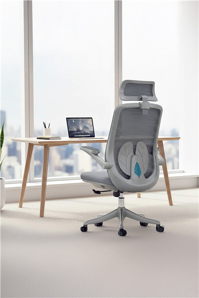 Ofisbazaar Sakura Ergonomik Fileli Yönetici Koltuğu | Başlıklı Ofis ve Çalışma Koltuğu Gri