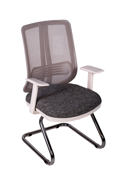 Ofisbazaar UP Beyaz Fileli Misafir Koltuğu | Ergonomik Toplantı ve Bekleme Koltuğu Desenli Gri