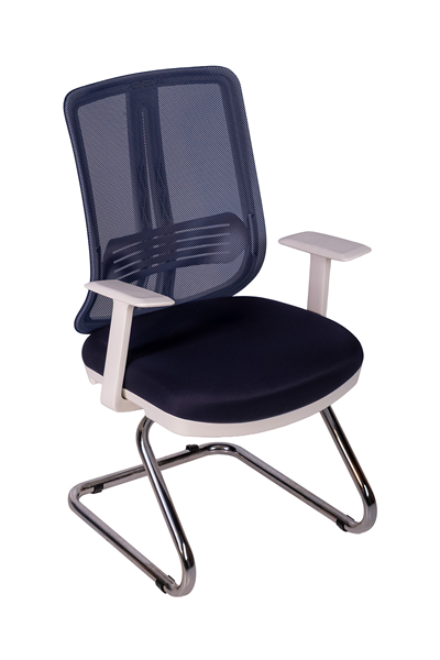 Ofisbazaar UP Beyaz Fileli Misafir Koltuğu | Ergonomik Toplantı ve Bekleme Koltuğu Lacivert