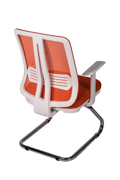 Ofisbazaar UP Beyaz Fileli Misafir Koltuğu | Ergonomik Toplantı ve Bekleme Koltuğu Turuncu