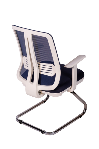 Ofisbazaar UP Beyaz Fileli Misafir Koltuğu | Ergonomik Toplantı ve Bekleme Koltuğu Lacivert