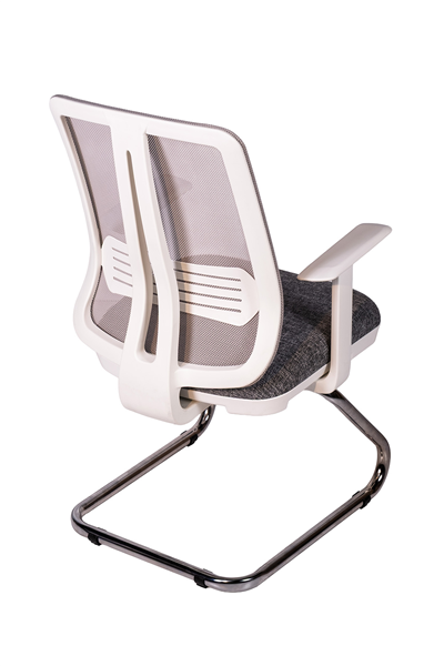 Ofisbazaar UP Beyaz Fileli Misafir Koltuğu | Ergonomik Toplantı ve Bekleme Koltuğu Desenli Gri