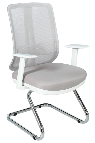 Ofisbazaar UP Beyaz Fileli Misafir Koltuğu | Ergonomik Toplantı ve Bekleme Koltuğu Gri 