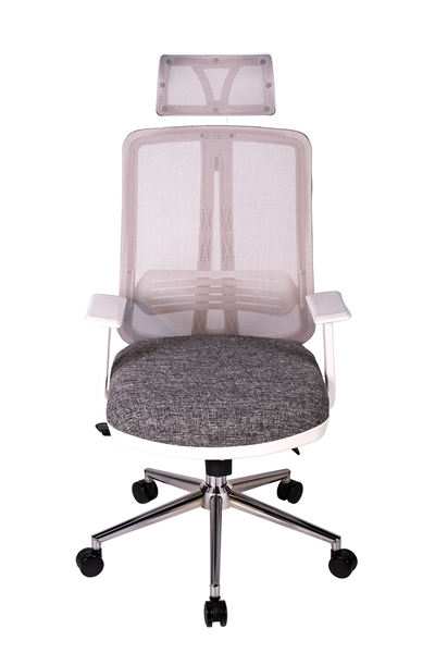 Ofisbazaar UP Beyaz Fileli Yönetici Koltuğu | Ergonomik Başlıklı Ofis Koltuğu Desenli Gri