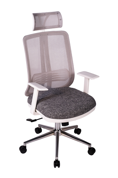 Ofisbazaar UP Beyaz Fileli Yönetici Koltuğu | Ergonomik Başlıklı Ofis Koltuğu Desenli Gri