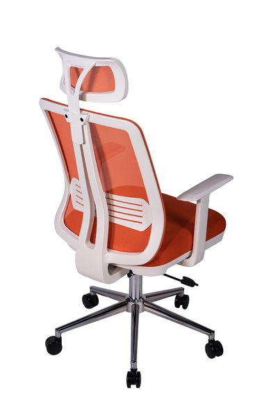 Ofisbazaar UP Beyaz Fileli Yönetici Koltuğu | Ergonomik Başlıklı Ofis Koltuğu Turuncu