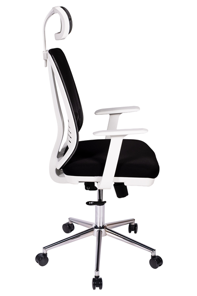 Ofisbazaar UP Beyaz Fileli Yönetici Koltuğu | Ergonomik Başlıklı Ofis Koltuğu Siyah Fileli