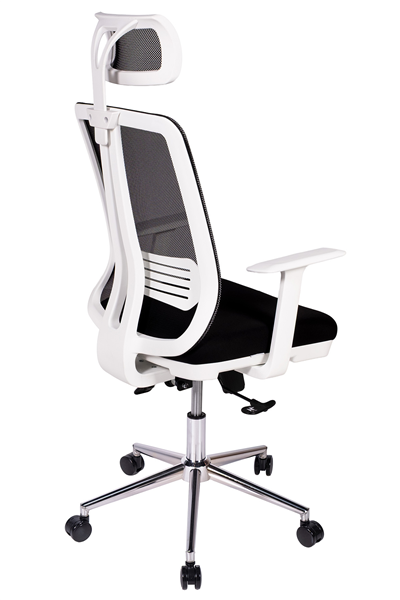 Ofisbazaar UP Beyaz Fileli Yönetici Koltuğu | Ergonomik Başlıklı Ofis Koltuğu Siyah Fileli