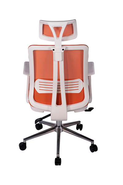 Ofisbazaar UP Beyaz Fileli Yönetici Koltuğu | Ergonomik Başlıklı Ofis Koltuğu Turuncu