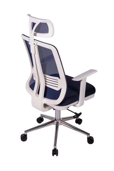 Ofisbazaar UP Beyaz Fileli Yönetici Koltuğu | Ergonomik Başlıklı Ofis Koltuğu Lacivert