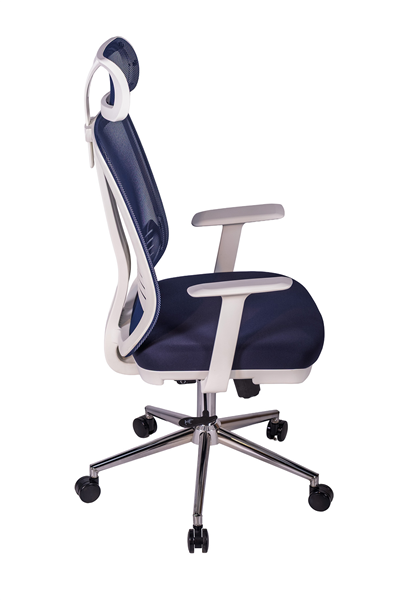 Ofisbazaar UP Beyaz Fileli Yönetici Koltuğu | Ergonomik Başlıklı Ofis Koltuğu Lacivert