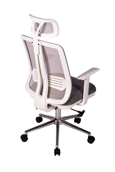 Ofisbazaar UP Beyaz Fileli Yönetici Koltuğu | Ergonomik Başlıklı Ofis Koltuğu Desenli Gri