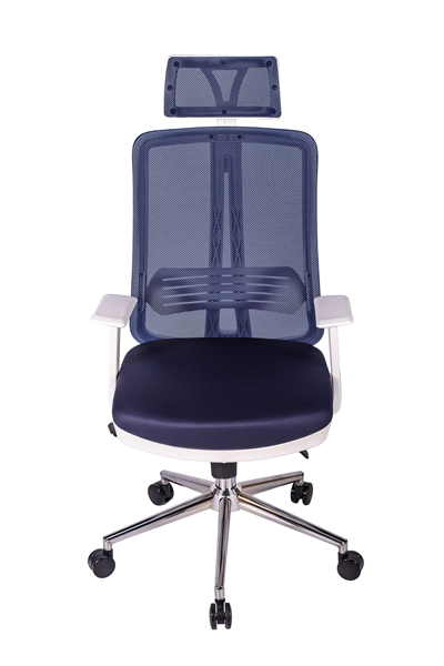 Ofisbazaar UP Beyaz Fileli Yönetici Koltuğu | Ergonomik Başlıklı Ofis Koltuğu Lacivert
