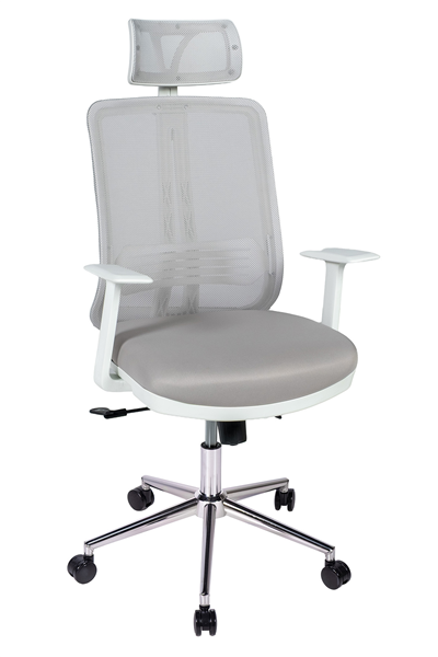 Ofisbazaar UP Beyaz Fileli Yönetici Koltuğu | Ergonomik Başlıklı Ofis Koltuğu Gri 